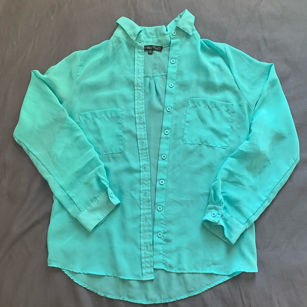 Teal Button Up
